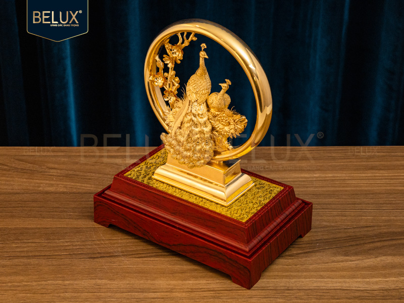 Tượng Đôi Công Uyên Ương dát vàng 24k&nbsp;20×16.5x24cm